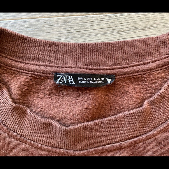 Zara Cropped Brown Crew Sweatshirt - Picture 3 of 4